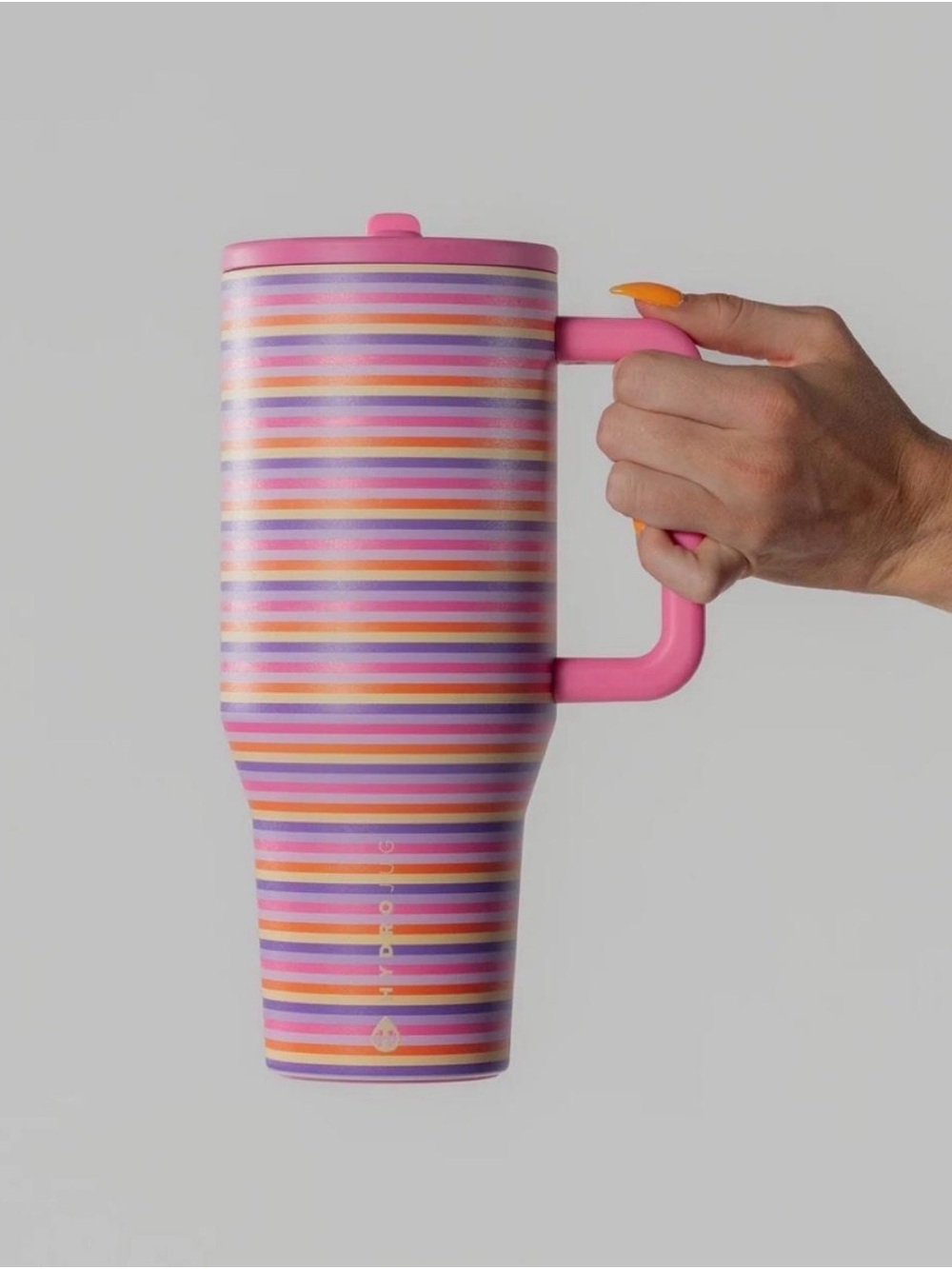HydroJug Pink Multi-Color Striped Travel Mug